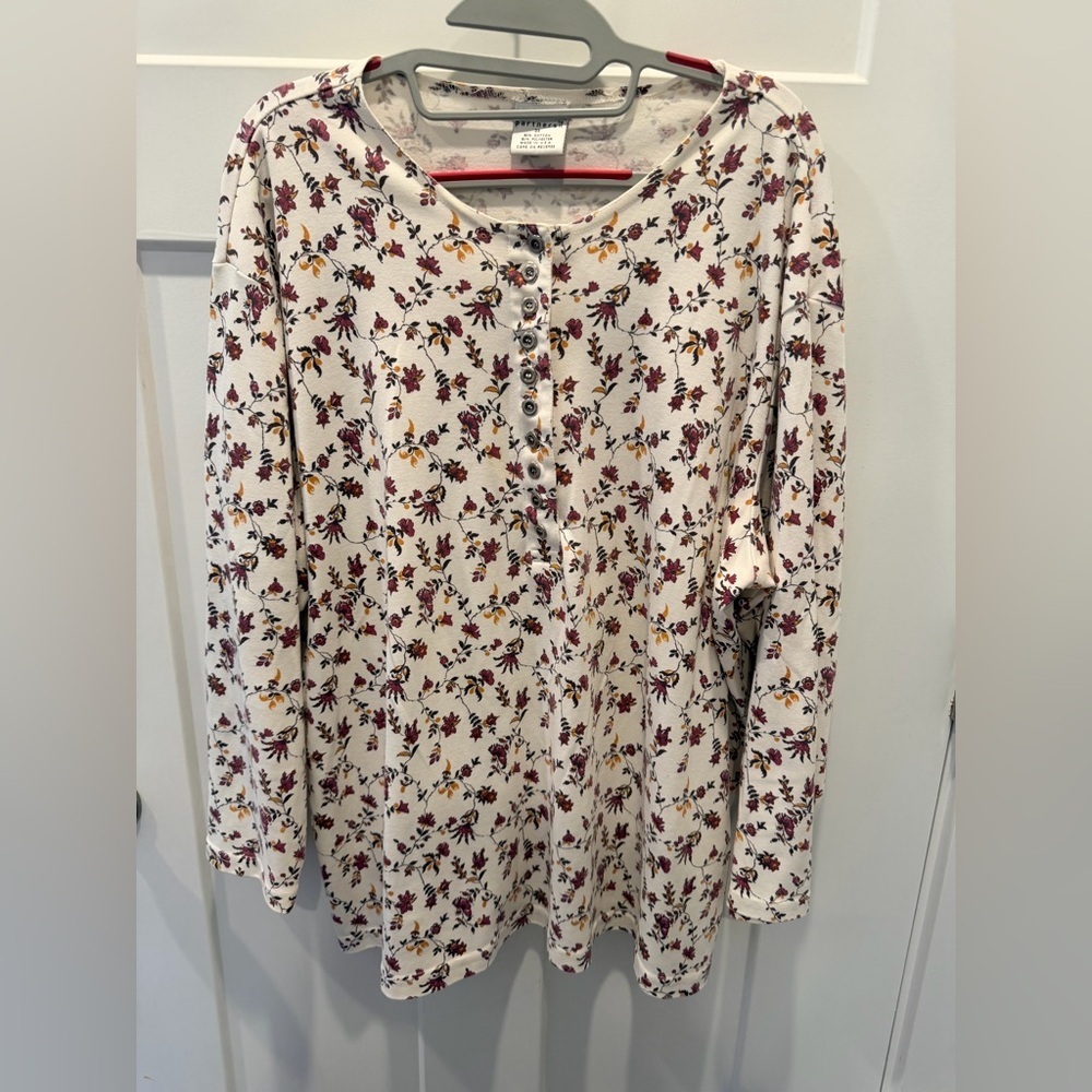 Partners Women’s Floral Henley Tunic – Plus Size 3X